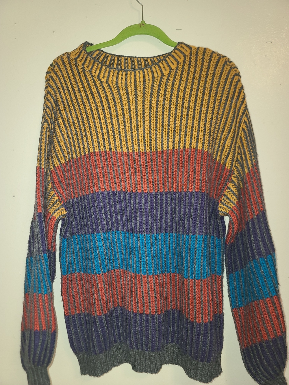 Striped Crewneck Sweater in Yellow, Red, Blue & Purple